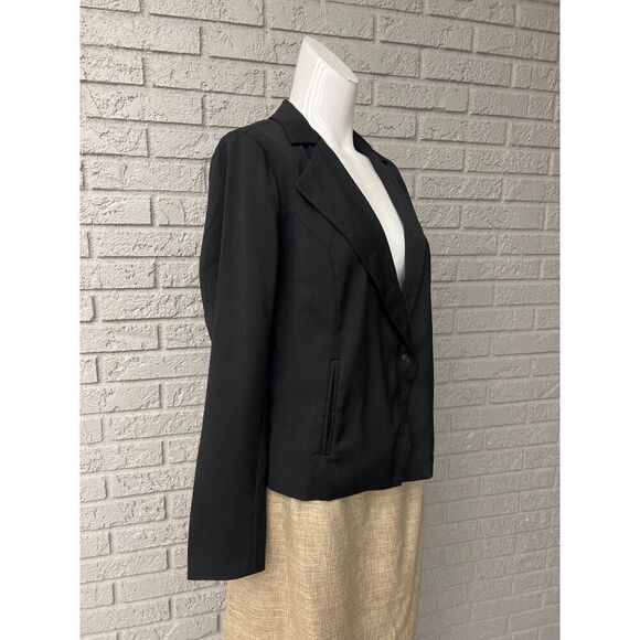 Laurie Flelt Women Black Cropped Back Pleated Blazer  Size 4 - Picture 8 of 16